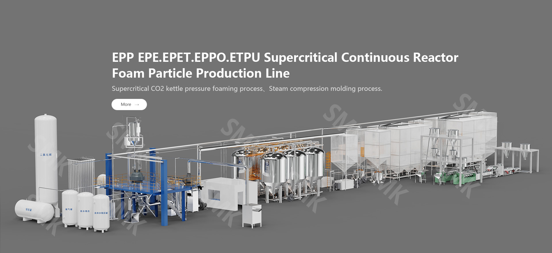 EPP.EPE.EPET.EPPO.ETPU超临界连续性反应釜发泡颗粒生产线
