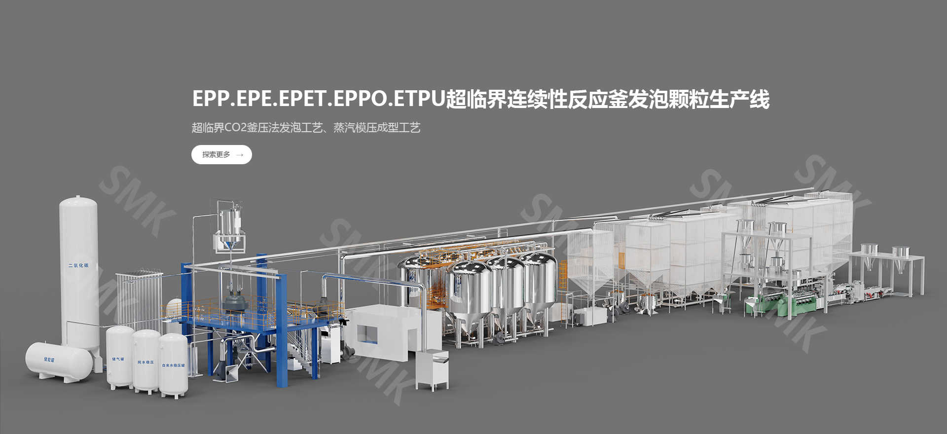 EPP.EPE.EPET.EPPO.ETPU超临界连续性反应釜发泡颗粒生产线